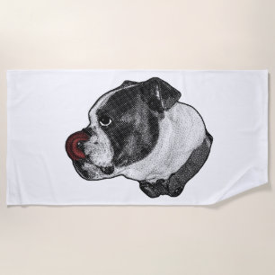 Toalha De Praia Recuo Bulldog Red-Dot