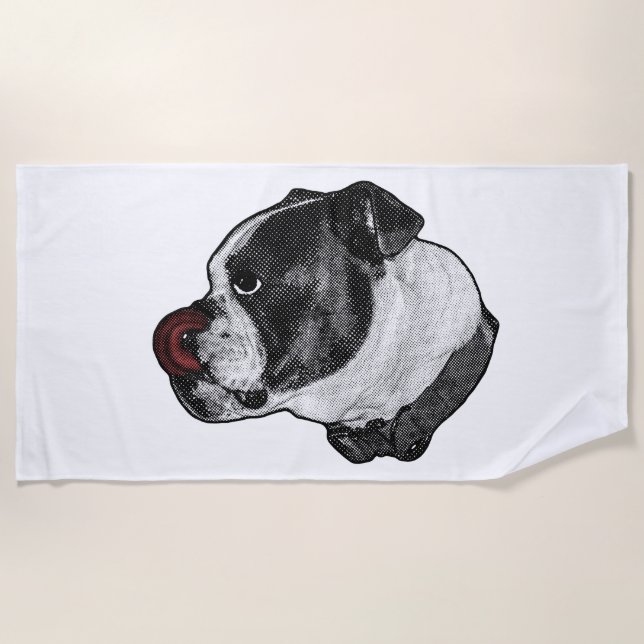 Toalha De Praia Recuo Bulldog Red-Dot (Frente)