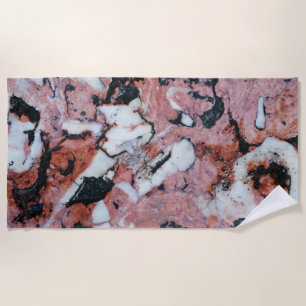 Toalha De Praia Red and Black Brecciated Marble Stone Texture with