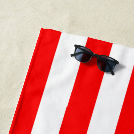 Toalha De Praia Red and White Cabana Stripes 