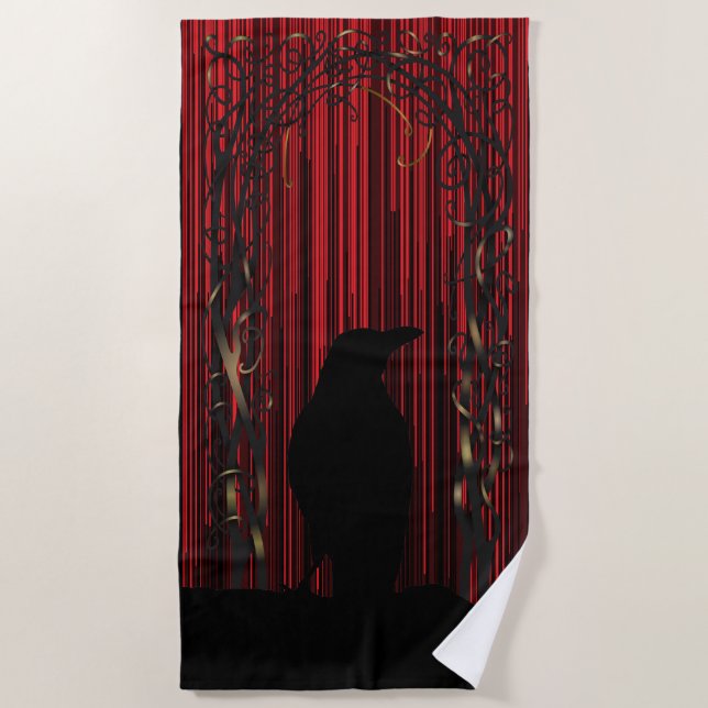 Toalha De Praia Red Bird Silhout Black Raven (Frente)