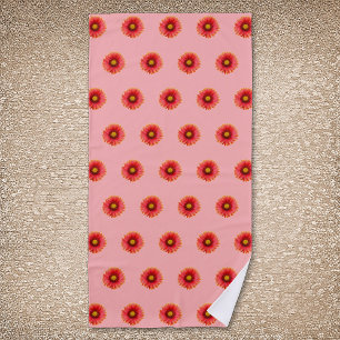 Toalha De Praia Red Daisy Flower Seamless Patterin on Beach Towel