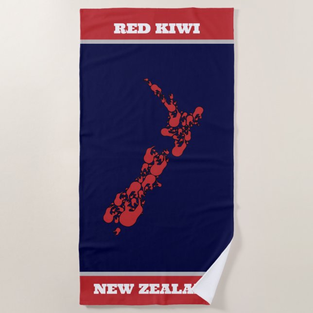Toalha De Praia Red Kiwi New Zelândia Beach Towel (Frente)