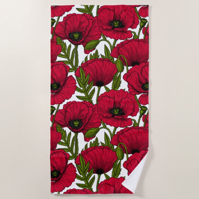 Toalha De Praia Red Poppy jardim 2 (Frente)