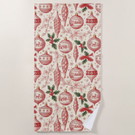 Toalha De Praia Red Toile Chinoiserie Christmas Ornaments