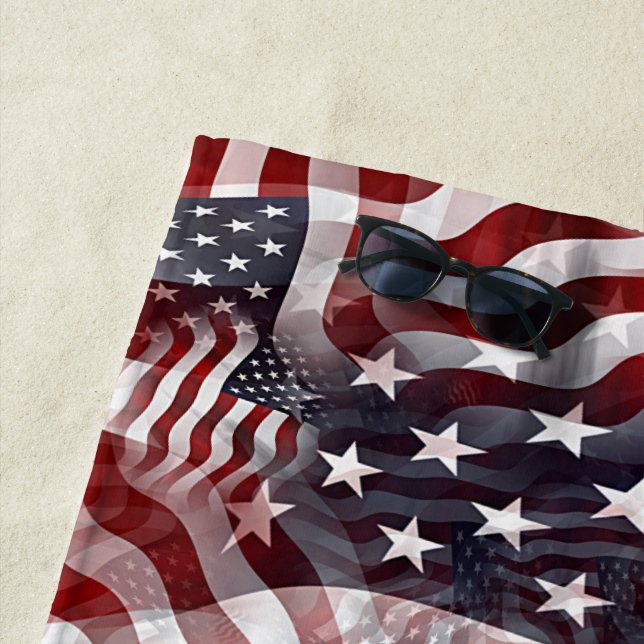 Toalha De Praia Red White Blue American Stripes Stars Bandeira Pad (In Situ)