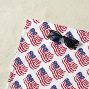 Toalha De Praia Red White Flag Patterno Design Beach Towel