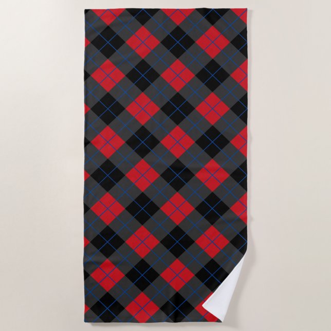 Toalha De Praia Red Xadrez Beach Towel (Frente)
