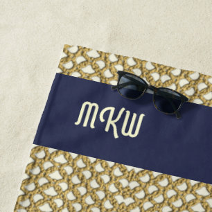 Toalha De Praia Rede de Pesca Macrame Consulte suas Iniciais / Nom