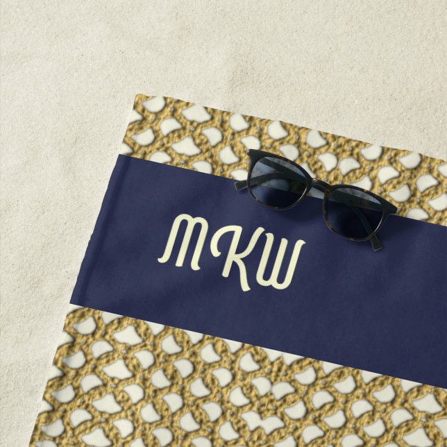 Toalha De Praia Rede de Pesca Macrame Consulte suas Iniciais / Nom (In Situ)