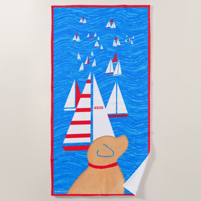 Toalha De Praia Regatta Day Yellow Dog Beach Towel (Frente)
