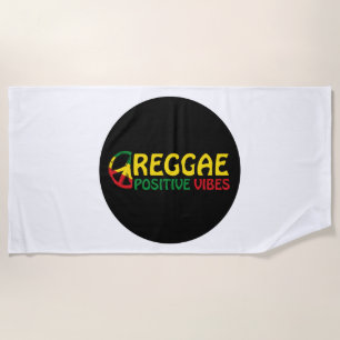 Toalha De Praia Reggae Music com vibrações positivas e bandeira de