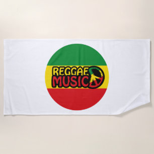 Toalha De Praia Reggae Music, reggae art com símbolo de paz
