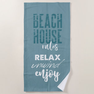 Toalha De Praia Regras da Casa de Praia: Relaxe Desejar Aproveite 