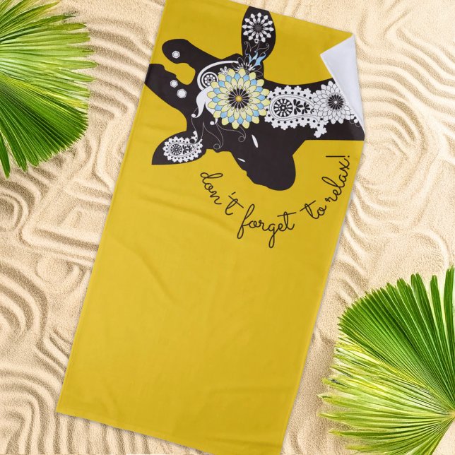 Toalha De Praia Relax - Yellow Funky Funny Giraffe (Criador carregado)