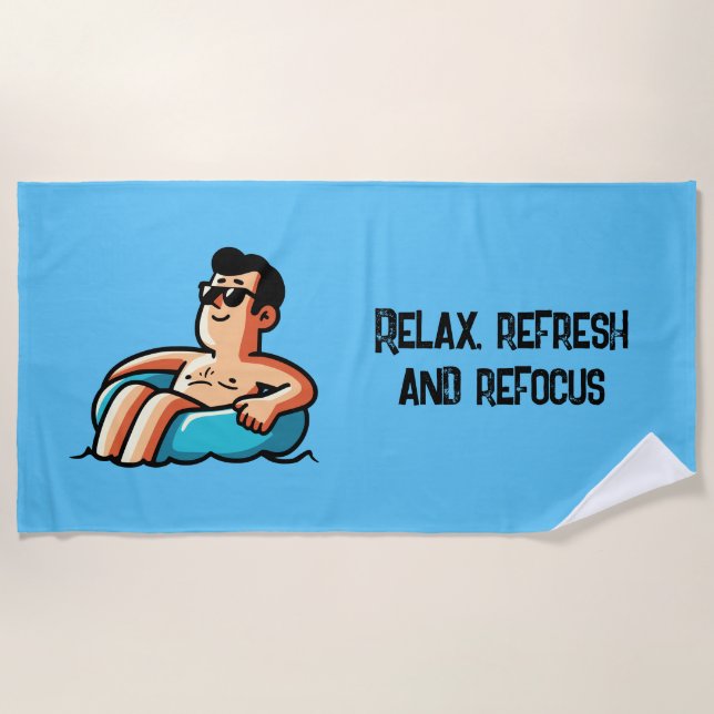 Toalha De Praia Relaxe, atualize e reconcentre-se (Frente)