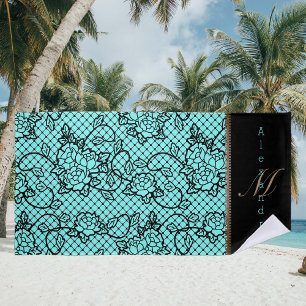 Toalha De Praia Renda noir moderna e ilusão de zíper