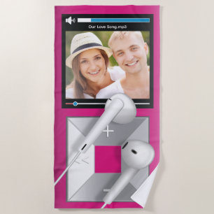 Toalha De Praia Reprodutor de MP3 com Foto e Nome da Música Person