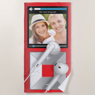 Toalha De Praia Reprodutor de MP3 com Foto e Nome da Música Person
