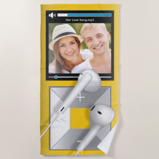 Toalha De Praia Reprodutor de MP3 com Foto e Nome da Música Person