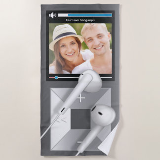 Toalha De Praia Reprodutor de MP3 com Foto e Nome da Música Person
