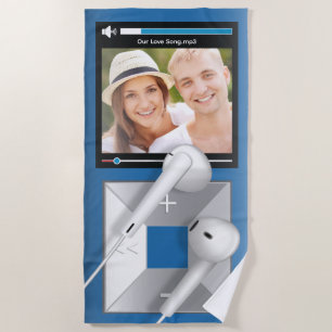 Toalha De Praia Reprodutor de MP3 com Foto e Nome da Música Person