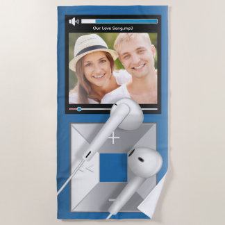 Toalha De Praia Reprodutor de MP3 com Foto e Nome da Música Person