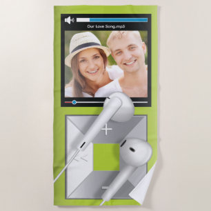 Toalha De Praia Reprodutor de MP3 com Foto e Nome da Música Person