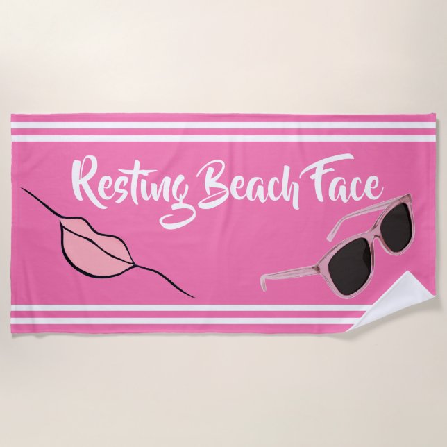 Toalha De Praia Resting Beach Face Hot Pink Beach Towl (Frente)