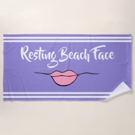 Toalha De Praia Resting Beach Face "Lábios" Lavanda Beach Towel