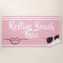 Resting Beach Face Pink Beach Towel