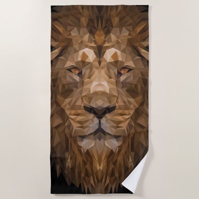 Toalha De Praia Retrato Geométrico Lion (Frente)
