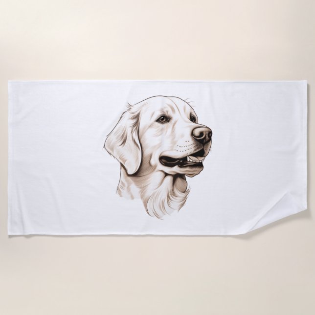 Toalha De Praia Retriever de ouro 2 (Frente)
