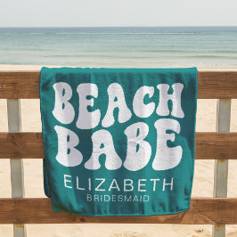 Toalha De Praia Retrô de Festa de solteira Legal de Teal de Beach 