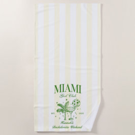 Toalha De Praia Retro Modern Green & Yellow Miami Bach Party