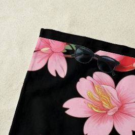 Toalha De Praia Retro Modern Seigaiha Sakura Flowers Japan party