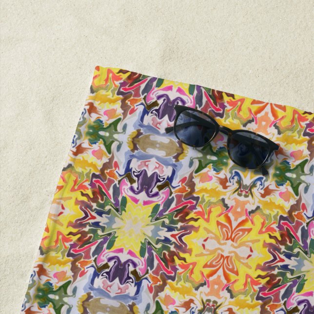 Toalha De Praia Retro Psicodélico Colorido Caleidoscópio Abstrato (In Situ)