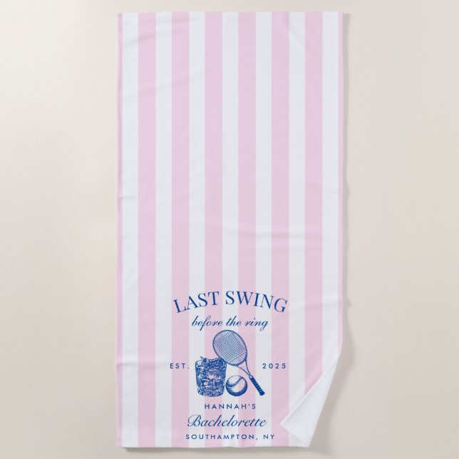 Toalha De Praia Retro Rosa Último Balanço Antes do Tênis Bach do A (Frente)