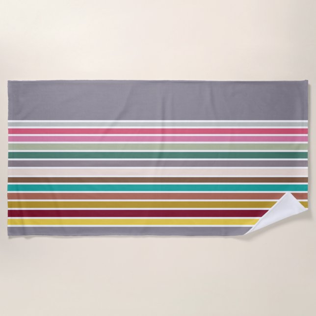 Toalha De Praia Retro Stripe Pattern Beach Towel (Frente)