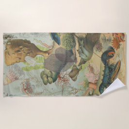 Toalha De Praia Retro vintage marine biology ocean fish