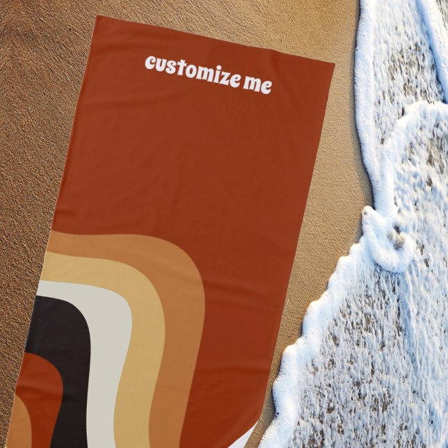 Toalha De Praia Retrovisor Laranja dos anos 70 Personalizado (Criador carregado)