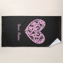 Toalha De Praia Rhythmic Gymnastics Heart Silhouette Beach Towel