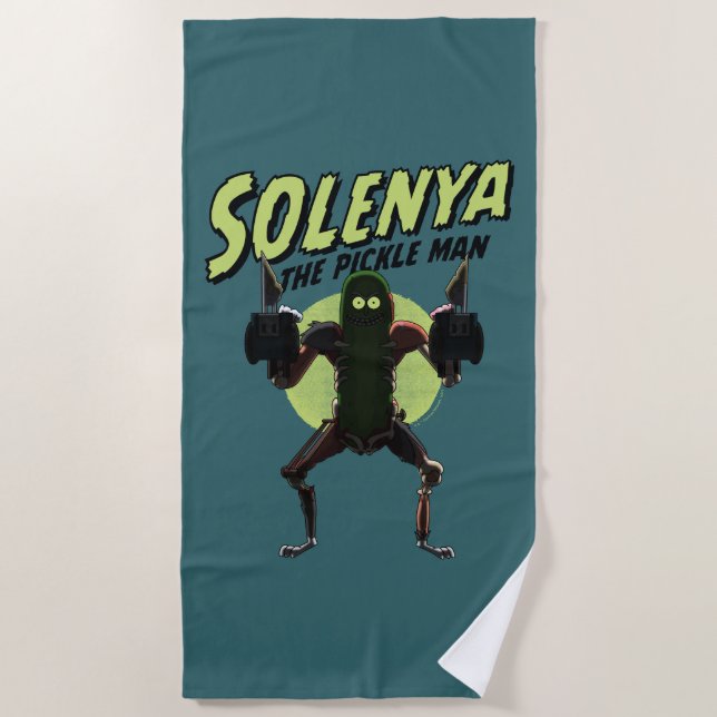 Toalha De Praia RICK E MORTY™ | Solenya - O Pickle Man (Frente)