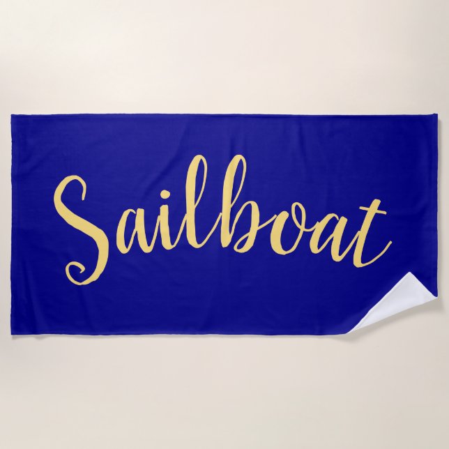 Toalha De Praia Rico de diversão BARCO-ALVO Fundo Real Azul (Frente)