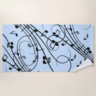 Toalha De Praia Rico Music Notes Blue