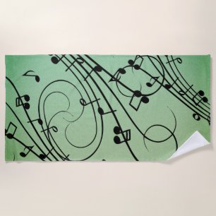 Toalha De Praia Rico Notes Green Music Design