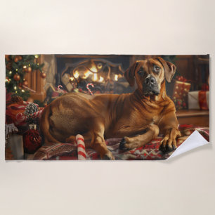 Toalha De Praia Ridgeback Cão Natal Festivo