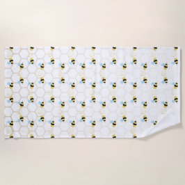 Toalha De Praia Romantic Funny Two Honeybees In Love Design