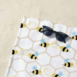 Toalha De Praia Romantic Funny Two Honeybees In Love Design