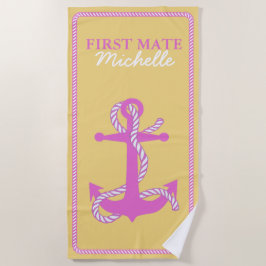 Toalha De Praia Rope and Anchor Pink First Mate ID402